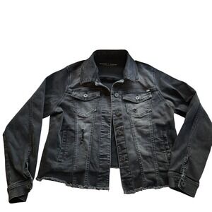 Frankie & Stella Jeaniologie Black Distressed Denim Jacket Plus Size 1X PJN-9267